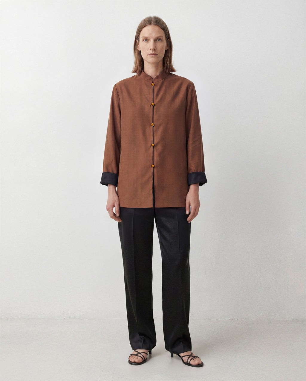 The Scholar Jacket, brown reverse, front view